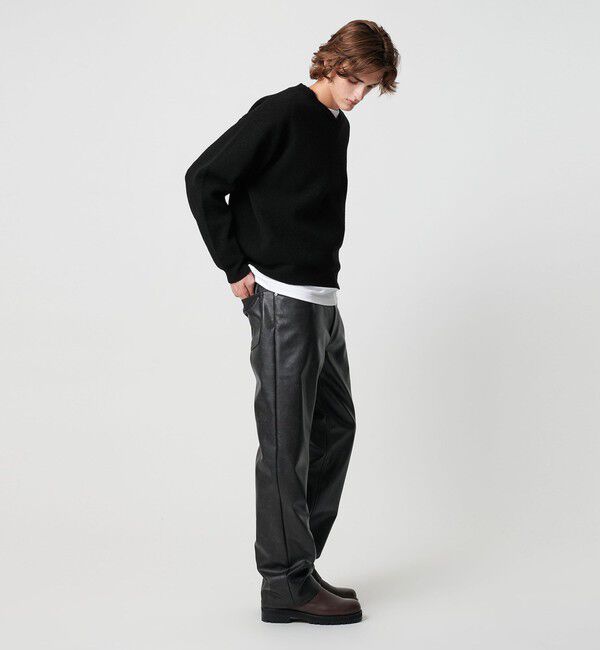 MONKEY TIME「プレーティング クロップド Vネック ニット」|ニット・セーター|