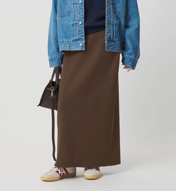 BEAUTY&YOUTH UNITED ARROWS「【WEB限定 Wardrobe DAILY MINIMAL】ポリエステルコットン リブニットタイトスカート ウォッシャブル」|タイト|DK.BROWN
