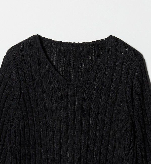 BEAUTY&YOUTH UNITED ARROWS「レーヨンブレンド ワイドリブ Vネックニットプルオーバー」|ニット・セーター|