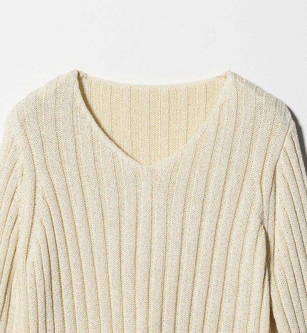 BEAUTY&YOUTH UNITED ARROWS「レーヨンブレンド ワイドリブ Vネックニットプルオーバー」|ニット・セーター|