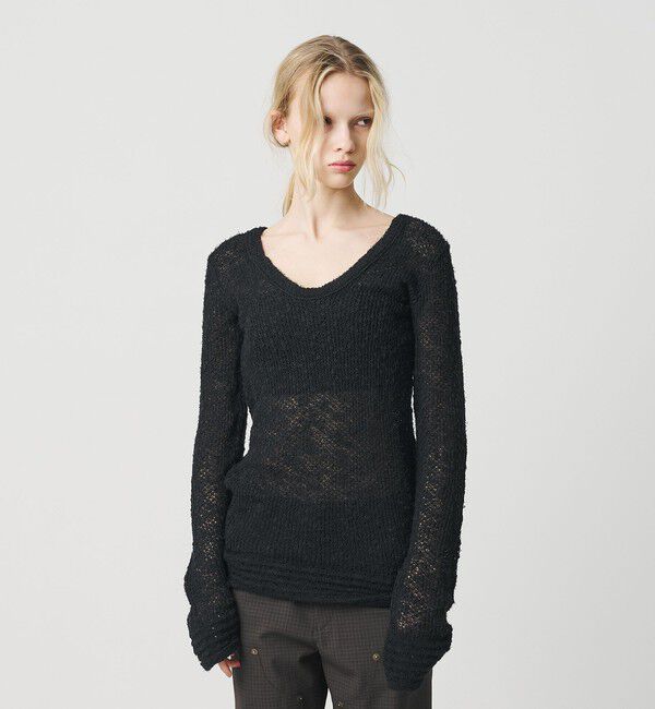 ATTISESSION「＜ATTISESSION＞メッシュ Uネック ニット トップス」|ニット・セーター|