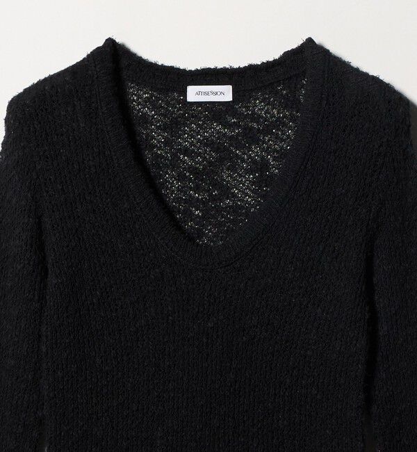 ATTISESSION「＜ATTISESSION＞メッシュ Uネック ニット トップス」|ニット・セーター|