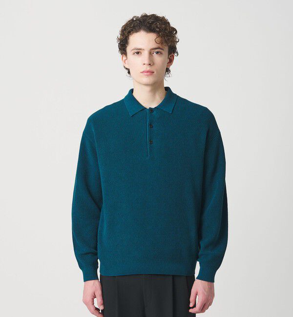 BEAUTY&YOUTH UNITED ARROWS「ギマ コットン アゼ 3ボタン ポロカラー ニット ウォッシャブル」|ニット・セーター|