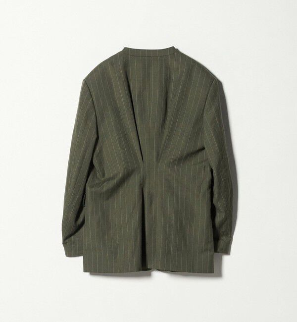 BEAUTY&YOUTH UNITED ARROWS「麻ブレンド ストライプ カラーレス ジャケット」|ノーカラージャケット|