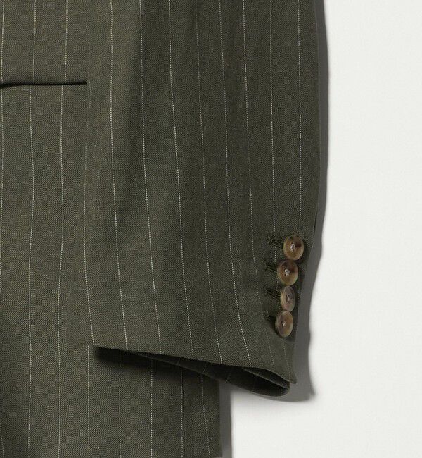 BEAUTY&YOUTH UNITED ARROWS「麻ブレンド ストライプ カラーレス ジャケット」|ノーカラージャケット|