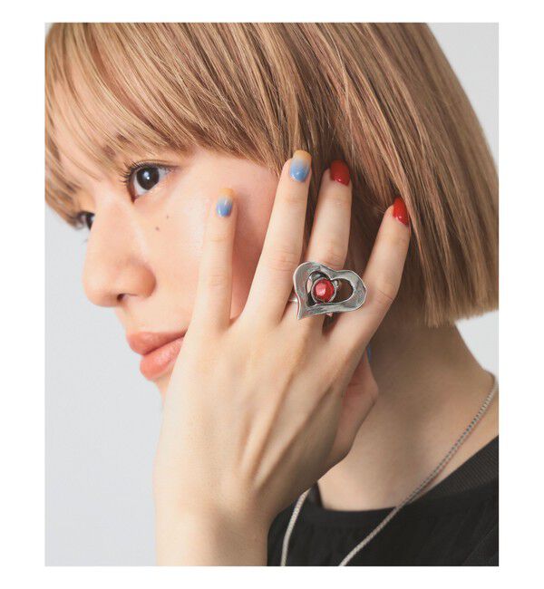 Ray BEAMS 「Otro Accesorio / ハート ストーン リング」|リング|RED