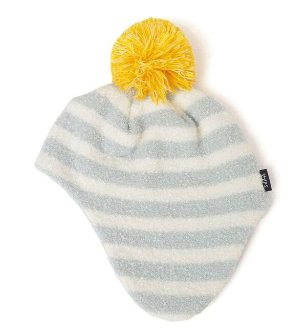SHIPS KIDS「SHIPS KIDS:ベビー ふわもこ ボーダー ニットキャップ」|ニット帽|シルバーグレー