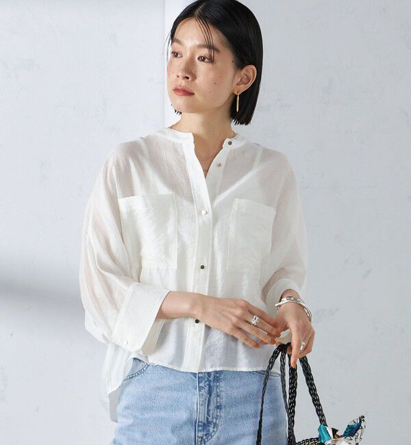 SHIPS for women「〈手洗い可能〉シルク混 シアー 羽織 シャツ」|シャツ・ブラウス|