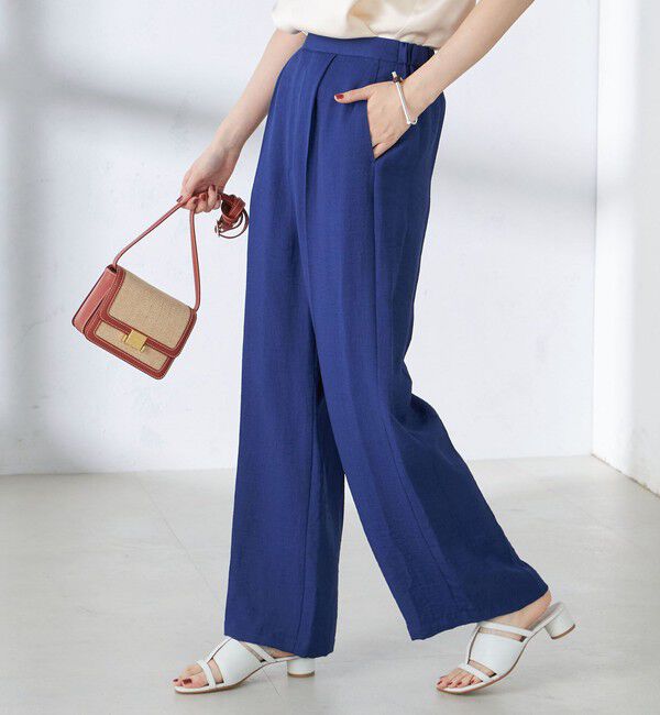 SHIPS for women「〈手洗い可能〉麻混 タック ワイド パンツ」|その他|