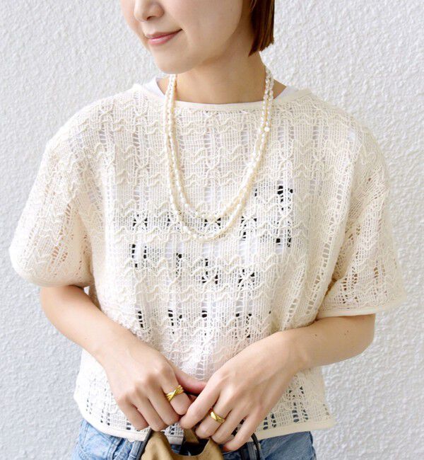 SHIPS for women「〈手洗い可能〉ローゲージ ラッセル 半袖 TEE」|Tシャツ・カットソー|