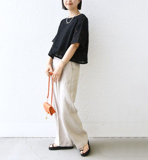 SHIPS for women「〈手洗い可能〉ローゲージ ラッセル 半袖 TEE」|Tシャツ・カットソー|