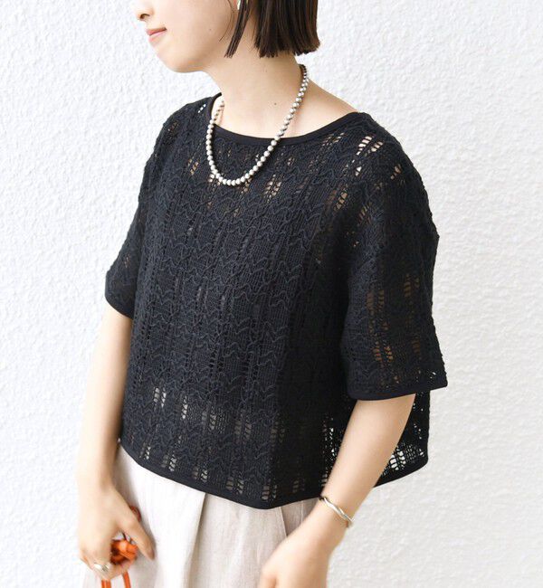 SHIPS for women「〈手洗い可能〉ローゲージ ラッセル 半袖 TEE」|Tシャツ・カットソー|