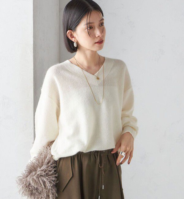 SHIPS for women「〈手洗い可能〉モヘヤ パイル Vネック プルオーバー」|ニット・セーター|