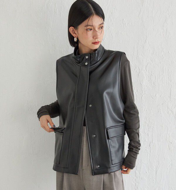 SHIPS for women「Wai＋:スタンドカラー ベスト」|ベスト・ジレ|