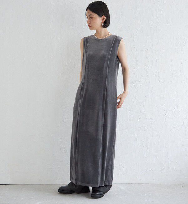 SHIPS for women「Wai＋:〈手洗い可能〉ストレッチ ポリエステル ベロア ワンピース」|ワンピース|