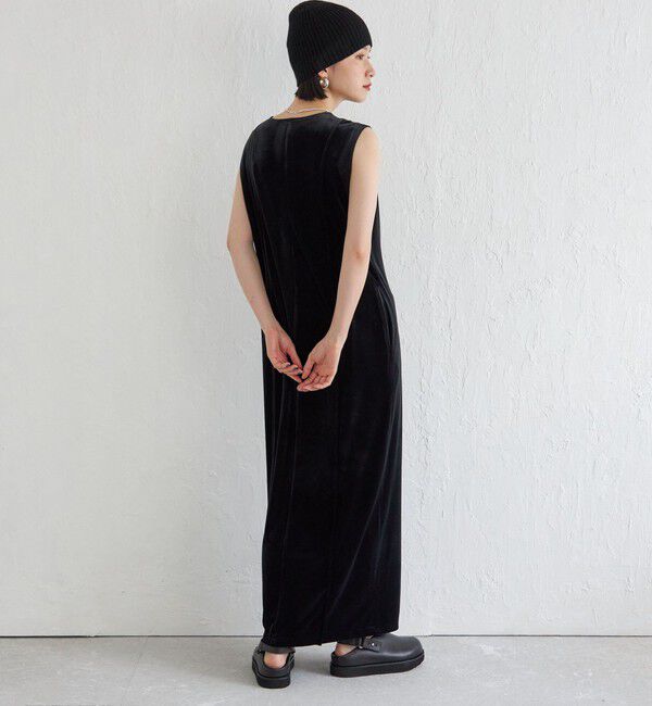 SHIPS for women「Wai＋:〈手洗い可能〉ストレッチ ポリエステル ベロア ワンピース」|ワンピース|