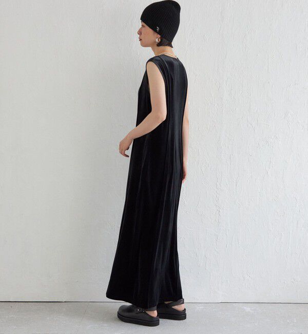 SHIPS for women「Wai＋:〈手洗い可能〉ストレッチ ポリエステル ベロア ワンピース」|ワンピース|