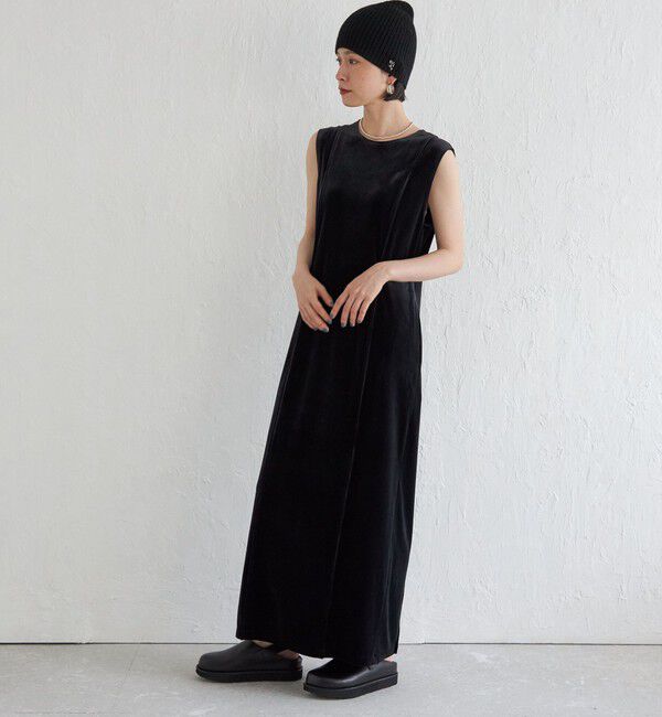 SHIPS for women「Wai＋:〈手洗い可能〉ストレッチ ポリエステル ベロア ワンピース」|ワンピース|