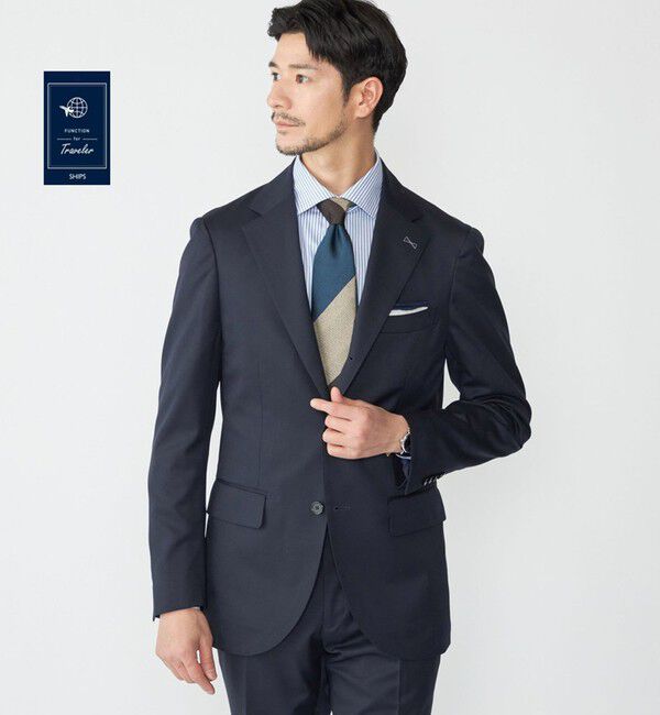 SHIPS「SHIPS:〈セットアップ対応/洗濯機可能〉ウール/ポリエステル ツイル ジャケット」|テーラードジャケット|ネイビー