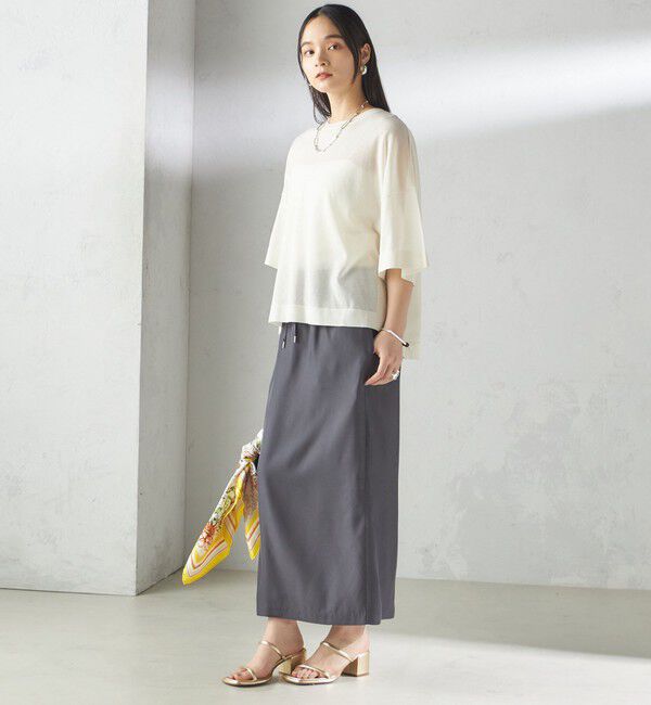 SHIPS for women「〈手洗い可能〉18G フィルミーコットン ワイド ショート スリーブ プルオーバー」|ニット・セーター|