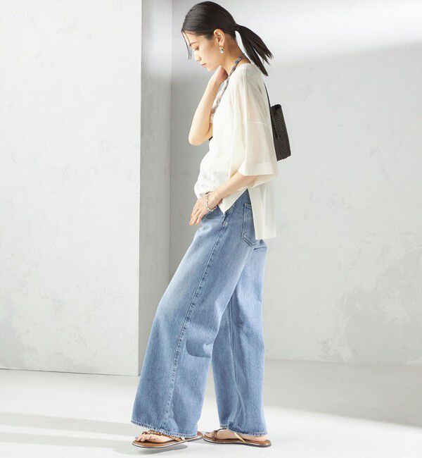 SHIPS for women「〈手洗い可能〉18G フィルミーコットン ワイド ショート スリーブ プルオーバー」|ニット・セーター|