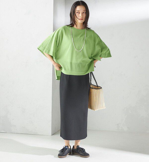 SHIPS for women「〈手洗い可能〉18G フィルミーコットン ワイド ショート スリーブ プルオーバー」|ニット・セーター|