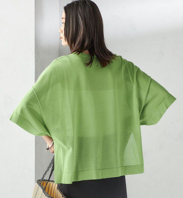 SHIPS for women「〈手洗い可能〉18G フィルミーコットン ワイド ショート スリーブ プルオーバー」|ニット・セーター|