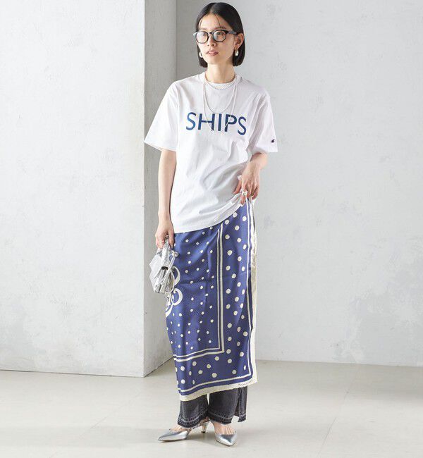 SHIPS for women「【SHIPS別注】manipuri: 50th ANNIV エンブレム スカーフ 88&times;88」|バンダナ・スカーフ|
