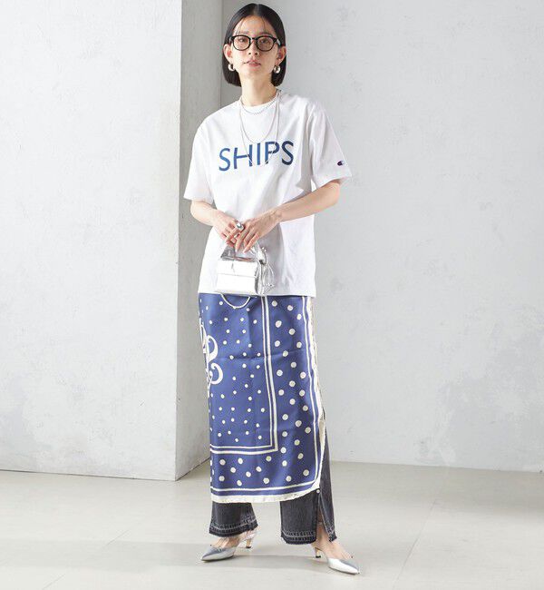 SHIPS for women「【SHIPS別注】manipuri: 50th ANNIV エンブレム スカーフ 88&times;88」|バンダナ・スカーフ|