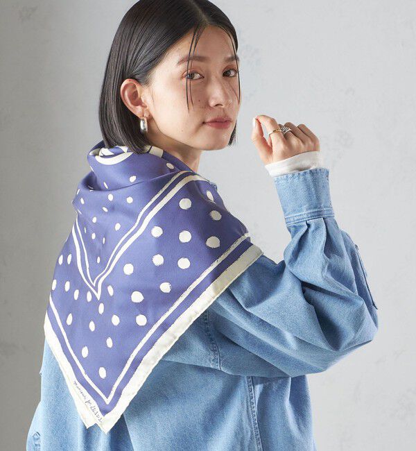 SHIPS for women「【SHIPS別注】manipuri: 50th ANNIV エンブレム スカーフ 88&times;88」|バンダナ・スカーフ|