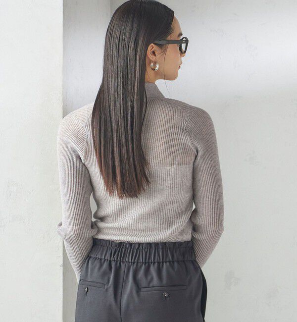 SHIPS for women「〈手洗い可能〉シアー リブ 長袖 ポロ ニット」|ニット・セーター|