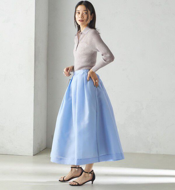 SHIPS for women「〈手洗い可能〉シアー リブ 長袖 ポロ ニット」|ニット・セーター|