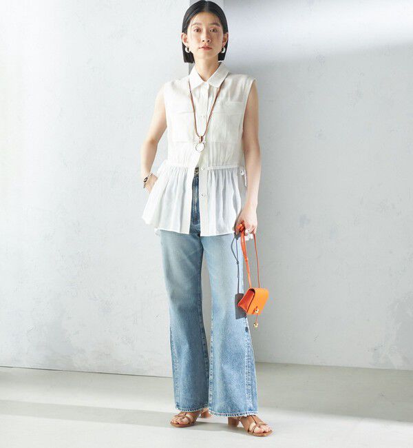 SHIPS for women「〈手洗い可能〉IMPERIAL LINEN Wポケット ノースリーブ シャツ」|シャツ・ブラウス|
