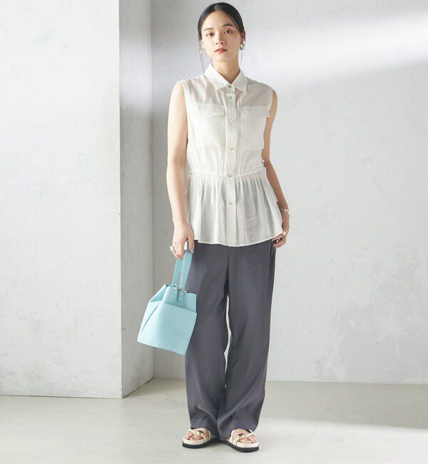 SHIPS for women「〈手洗い可能〉IMPERIAL LINEN Wポケット ノースリーブ シャツ」|シャツ・ブラウス|