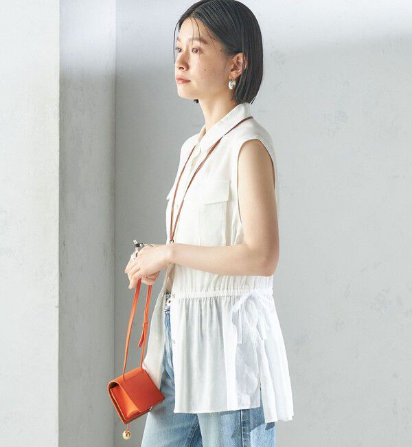 SHIPS for women「〈手洗い可能〉IMPERIAL LINEN Wポケット ノースリーブ シャツ」|シャツ・ブラウス|
