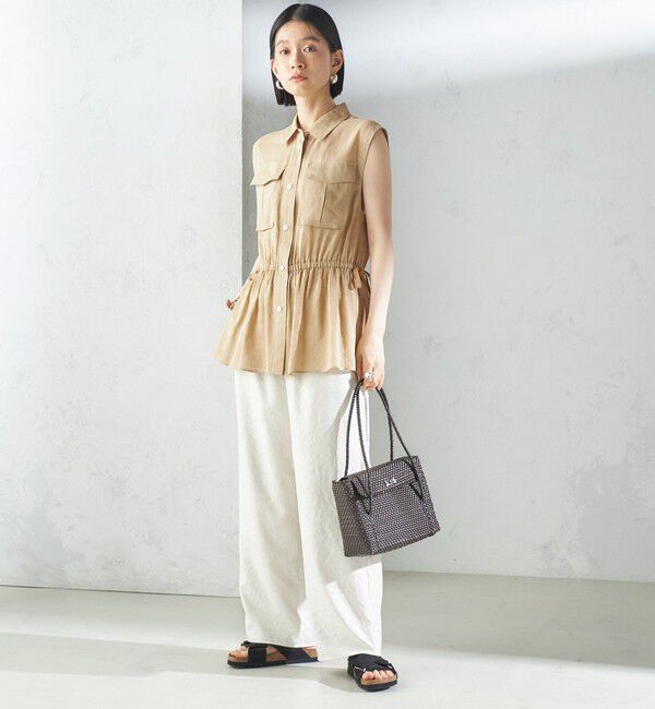 SHIPS for women「〈手洗い可能〉IMPERIAL LINEN Wポケット ノースリーブ シャツ」|シャツ・ブラウス|