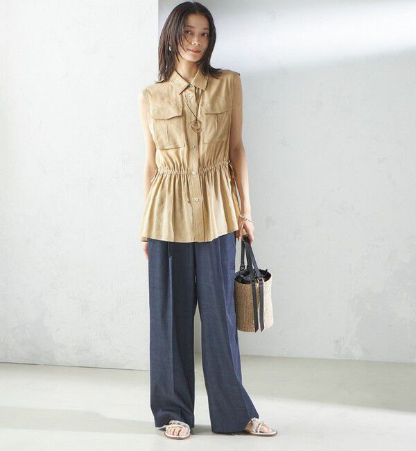 SHIPS for women「〈手洗い可能〉IMPERIAL LINEN Wポケット ノースリーブ シャツ」|シャツ・ブラウス|