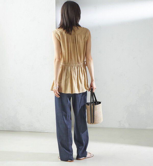 SHIPS for women「〈手洗い可能〉IMPERIAL LINEN Wポケット ノースリーブ シャツ」|シャツ・ブラウス|