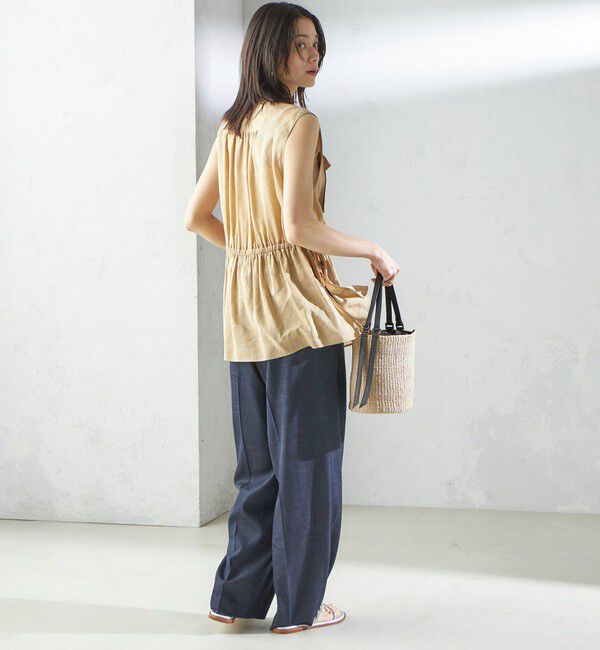 SHIPS for women「〈手洗い可能〉IMPERIAL LINEN Wポケット ノースリーブ シャツ」|シャツ・ブラウス|