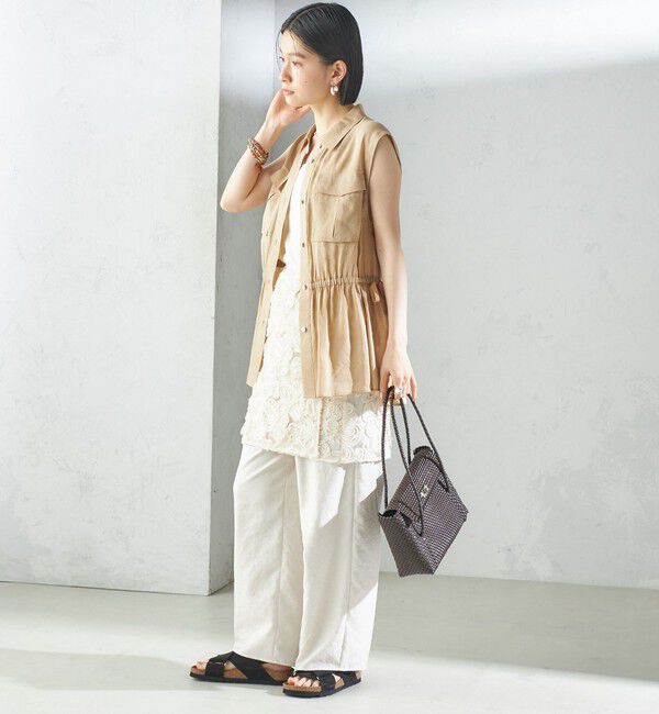 SHIPS for women「〈手洗い可能〉IMPERIAL LINEN Wポケット ノースリーブ シャツ」|シャツ・ブラウス|