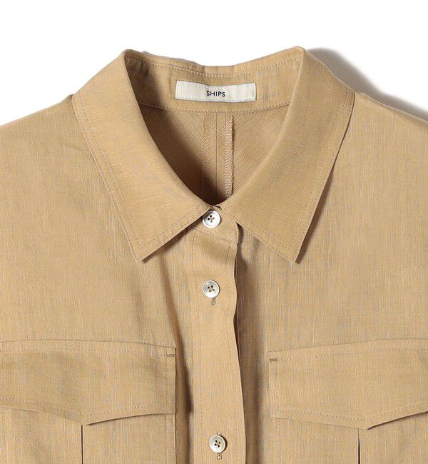 SHIPS for women「〈手洗い可能〉IMPERIAL LINEN Wポケット ノースリーブ シャツ」|シャツ・ブラウス|
