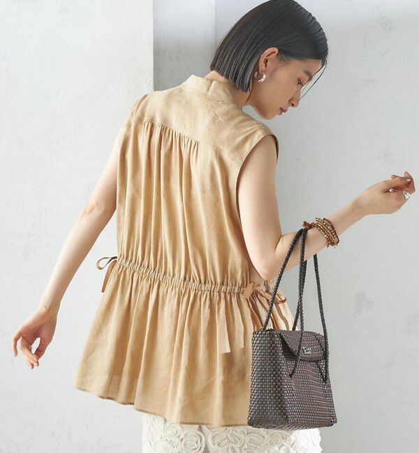 SHIPS for women「〈手洗い可能〉IMPERIAL LINEN Wポケット ノースリーブ シャツ」|シャツ・ブラウス|