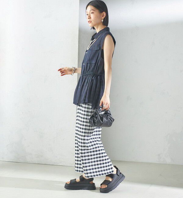 SHIPS for women「〈手洗い可能〉IMPERIAL LINEN Wポケット ノースリーブ シャツ」|シャツ・ブラウス|