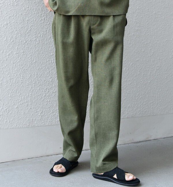 SHIPS any「SHIPS any:〈洗濯機可能〉リネンライク セミワイド パンツ(セットアップ対応) 25SS◇」|チノ|オリーブ