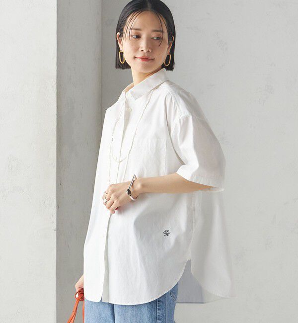 SHIPS for women「〈洗濯機可能〉オックス 刺繍 ショート スリーブ シャツ」|シャツ・ブラウス|