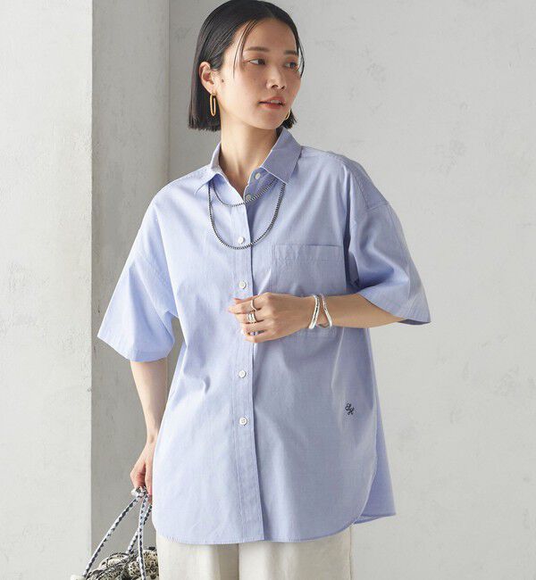 SHIPS for women「〈洗濯機可能〉オックス 刺繍 ショート スリーブ シャツ」|シャツ・ブラウス|