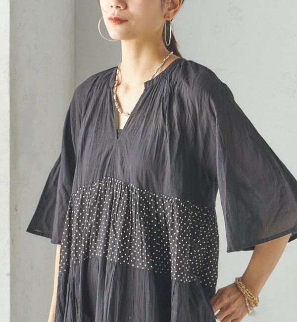 SHIPS for women「〈手洗い可能〉Fanaka:クリンクル 袖 フレア ロング ワンピース」|ワンピース|