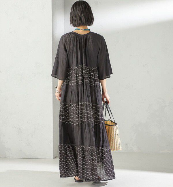 SHIPS for women「〈手洗い可能〉Fanaka:クリンクル 袖 フレア ロング ワンピース」|ワンピース|