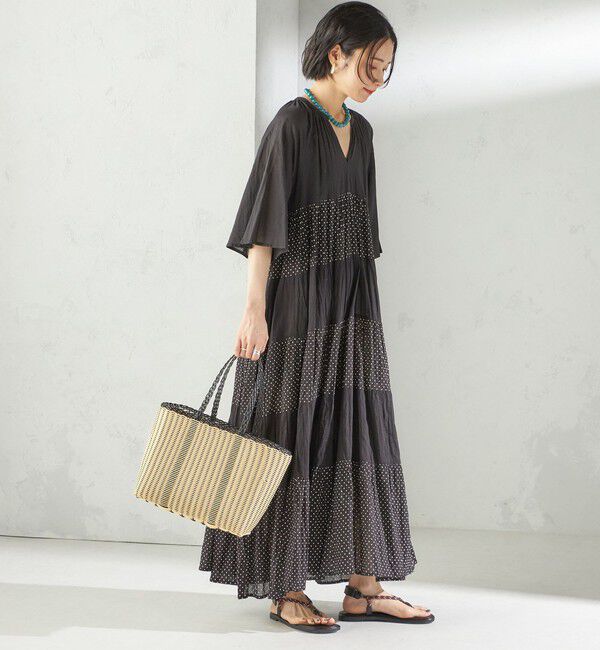 SHIPS for women「〈手洗い可能〉Fanaka:クリンクル 袖 フレア ロング ワンピース」|ワンピース|