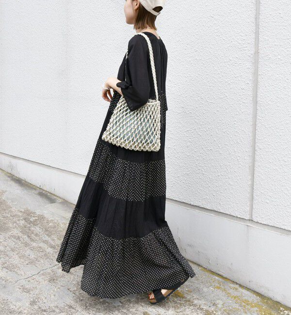 SHIPS for women「〈手洗い可能〉Fanaka:クリンクル 袖 フレア ロング ワンピース」|ワンピース|